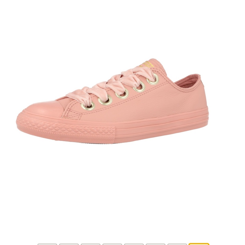 Converse Eyelets pink velvet tie leather sneakers